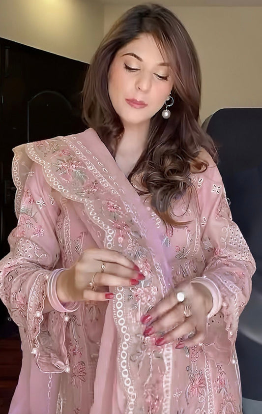 MARIA B | LAWN 3 PIECE UNSTICHED FULL HEAVY EMB SUIT WITH READY TO WEAR CUTTWORK DUBATTA FOR SUMMER 2026