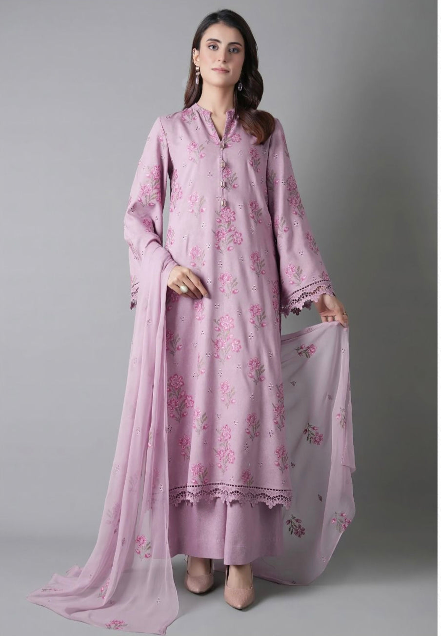 BAREEZE| LAWN 3 PIECE UNSTICHED FULL HEAVY EMB SUIT WITH READY TO WEAR CUTTWORK DUBATTA FOR SUMMER 2026