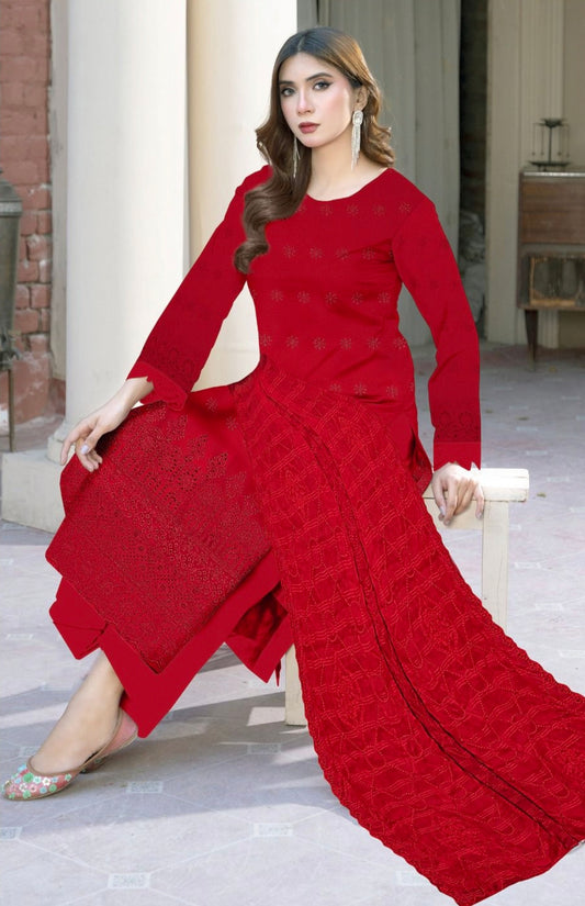 ZARQASH | LAWN 3 PIECE UNSTICHED FULL HEAVY EMB SUIT WITH READY TO WEAR CUTTWORK DUBATTA FOR SUMMER 2026