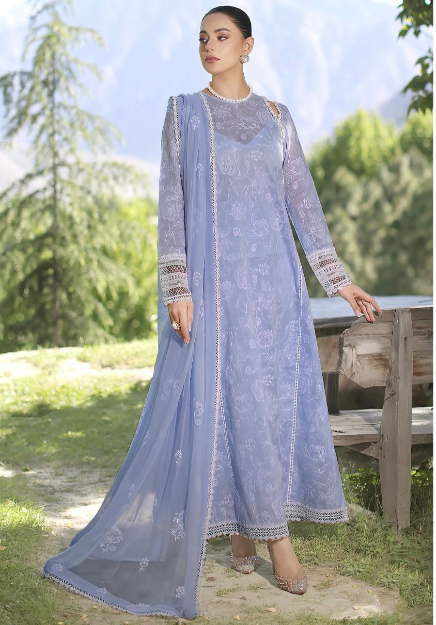 BAREEZE| LAWN 3 PIECE UNSTICHED FULL HEAVY EMB SUIT WITH READY TO WEAR CUTTWORK DUBATTA FOR SUMMER 2026