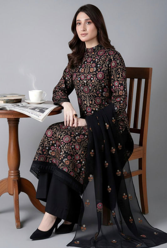BAREEZE| LAWN 3 PIECE UNSTICHED FULL HEAVY EMB SUIT WITH READY TO WEAR CUTTWORK DUBATTA FOR SUMMER 2026