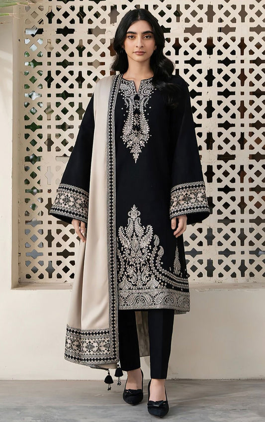 JAZMIN | LAWN 3 PIECE UNSTICHED FULL HEAVY EMB SUIT WITH READY TO WEAR CUTTWORK DUBATTA FOR SUMMER 2026