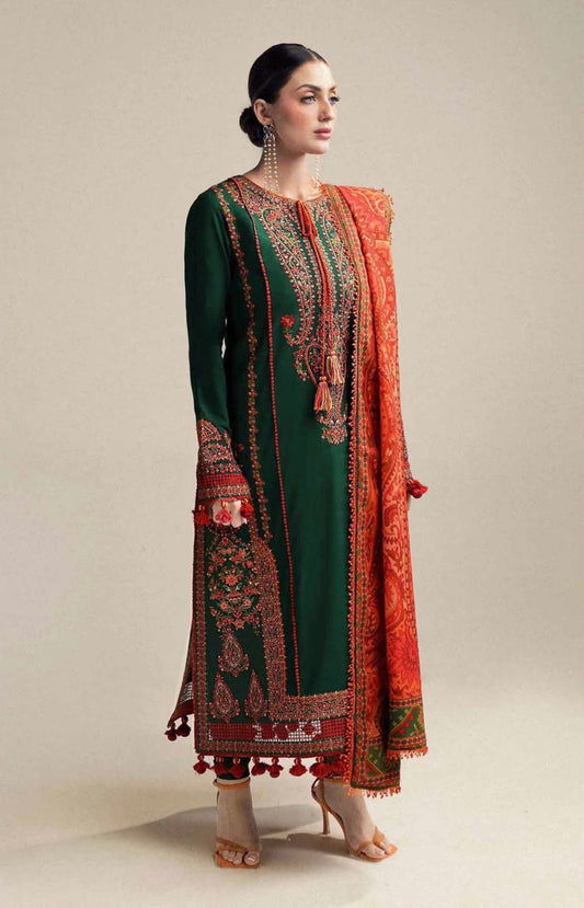 HUSSAIN REHAR | LAWN 3 PIECE UNSTICHED FULL HEAVY EMB SUIT WITH READY TO WEAR CUTTWORK DUBATTA FOR SUMMER 2026